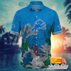 NFL Detroit Lions Hawaiian Shirt Style Tropical Tree Gift For Fans Football Lover