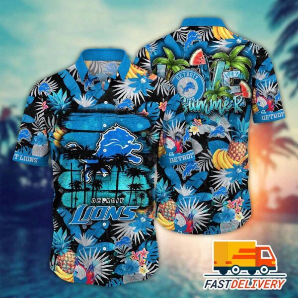 NFL Detroit Lions Hawaiian Shirt Tropical Fruit Gift For Fans Football Lover