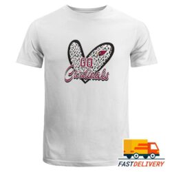 NFL Go Arizona Cardinals Heart Fitted Leopard 2024 Logo T-Shirt, Gift For Football Fans