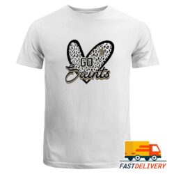 NFL Go New Orleans Saints Heart Fitted Leopard 2024 Logo T-Shirt, Gift For Football Fans