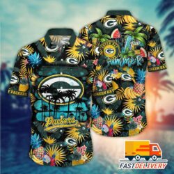 NFL Green Bay Packers Hawaiian Shirt Tropical Night Gift For Fans Football Lover