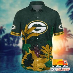 NFL Green Bay Packers Hawaiian Shirt Tropical Tree Gift For Fans Football Lover