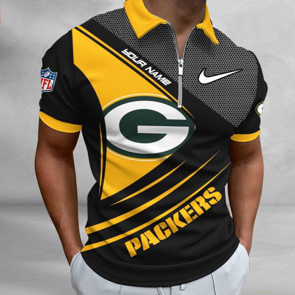 NFL Green Bay Packers Polo Shirt, Football Sport Zip Polo Shirt