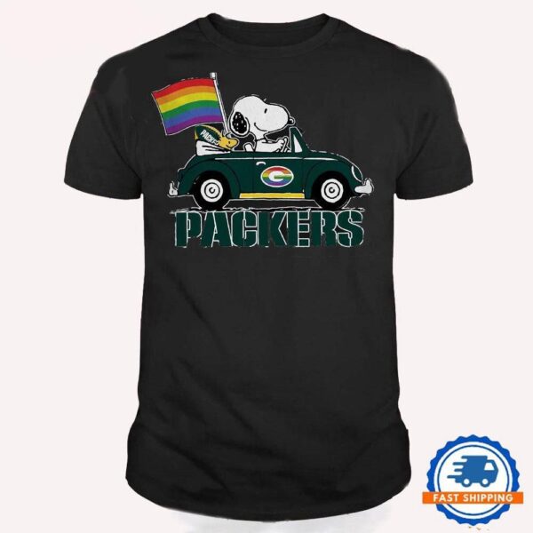 NFL Green Bay Packers Snoopy Peanuts LGBT Flag T Shirt, LGBT Pride T Shirt