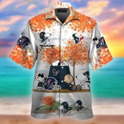 NFL Houston Texans Snoopy Autumn Tropical Hawaiian Shirt