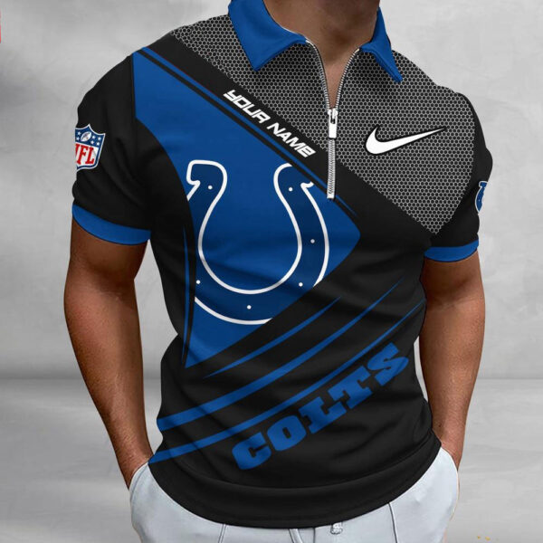 NFL Indianapolis Colts Polo Shirt, Football Sport Zip Polo Shirt