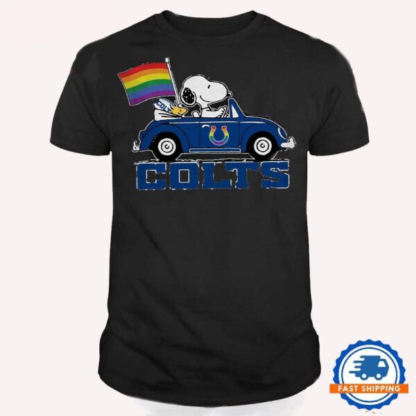 NFL Indianapolis Colts Snoopy Peanuts LGBT Flag T Shirt, LGBT Pride T Shirt