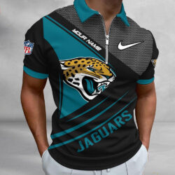 NFL Jacksonville Jaguars Polo Shirt, Football Sport Zip Polo Shirt