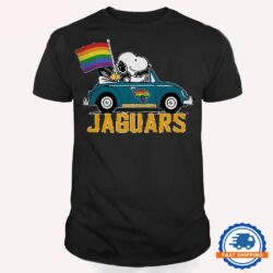 NFL Jacksonville Jaguars Snoopy Peanuts LGBT Flag T Shirt, LGBT Pride T Shirt