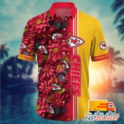 NFL Kansas City Chiefs Hawaiian Shirt Graphic Flower Gift For Fans Football Lover