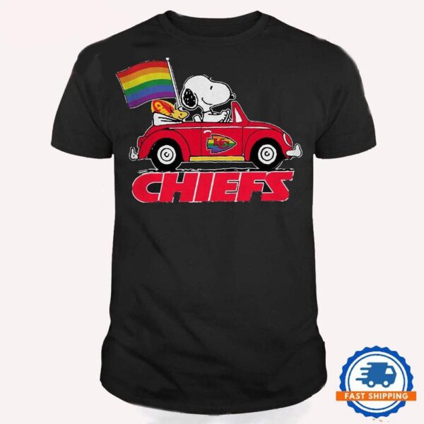 NFL Kansas City Chiefs Snoopy Peanuts LGBT Flag T Shirt, LGBT Pride T Shirt