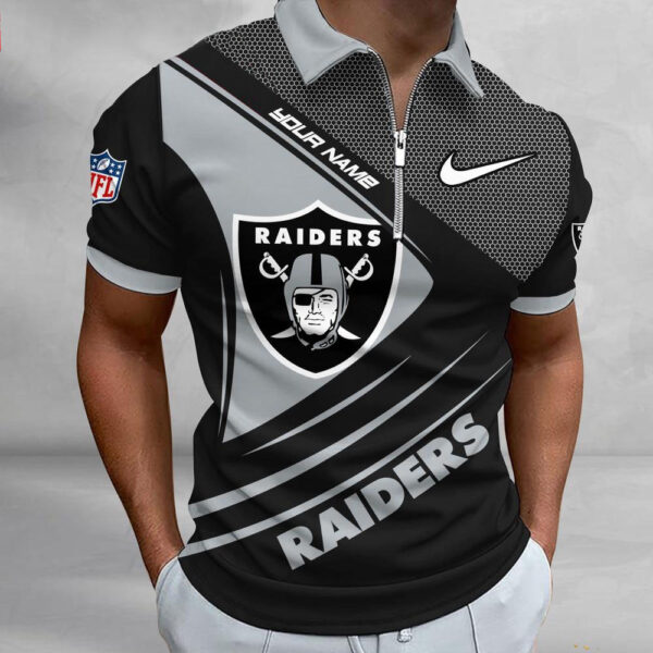 NFL Las Vegas Raiders Polo Shirt, Football Sport Zip Polo Shirt