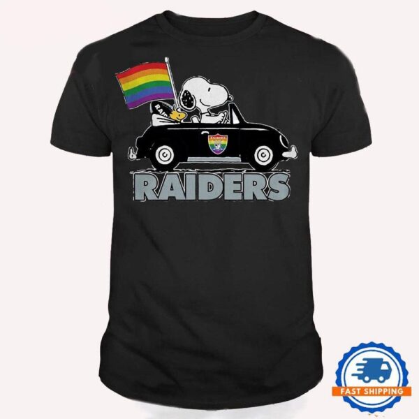 NFL Las Vegas Raiders Snoopy Peanuts LGBT Flag T Shirt, LGBT Pride T Shirt