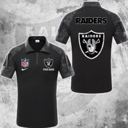 NFL Las Vegas Raiders Tactical Polo Shirt, Custom Football Zip Polo Shirt