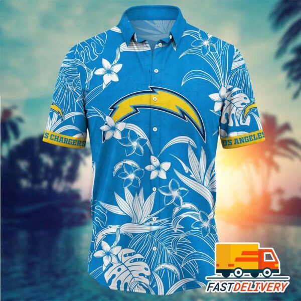 NFL Los Angeles Chargers Hawaiian Shirt Tropical Tree Gift For Fans Football Lover