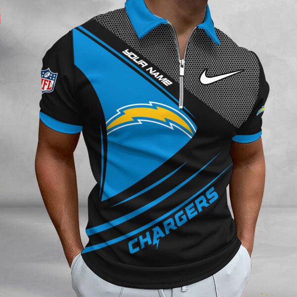 NFL Los Angeles Chargers Polo Shirt, Football Sport Zip Polo Shirt