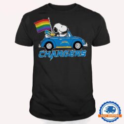 NFL Los Angeles Chargers Snoopy Peanuts LGBT Flag T Shirt, LGBT Pride T Shirt