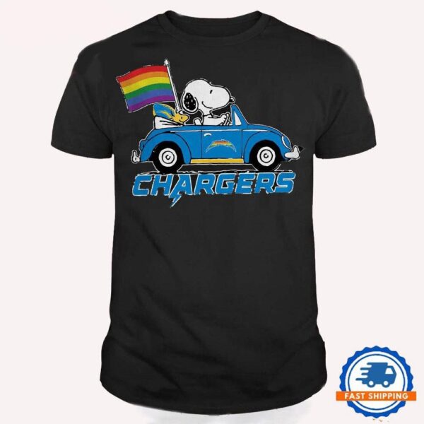 NFL Los Angeles Chargers Snoopy Peanuts LGBT Flag T Shirt, LGBT Pride T Shirt