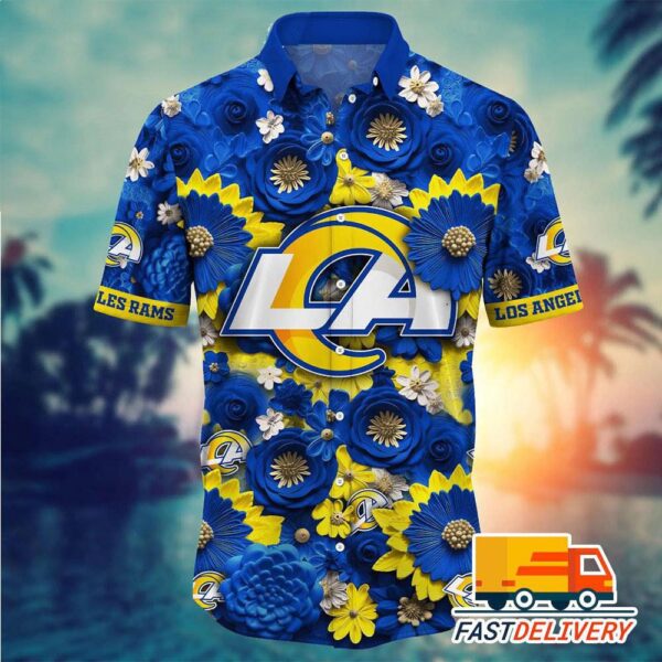 NFL Los Angeles Rams Hawaiian Shirt Big Flower Gift For Fans Football Lover