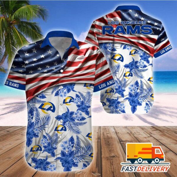 NFL Los Angeles Rams Hawaiian Shirt Flag Us Style Gift For Fans Football Lover