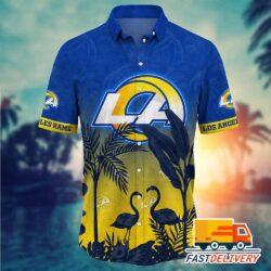 NFL Los Angeles Rams Hawaiian Shirt Flamingo Gift For Fans Football Lover