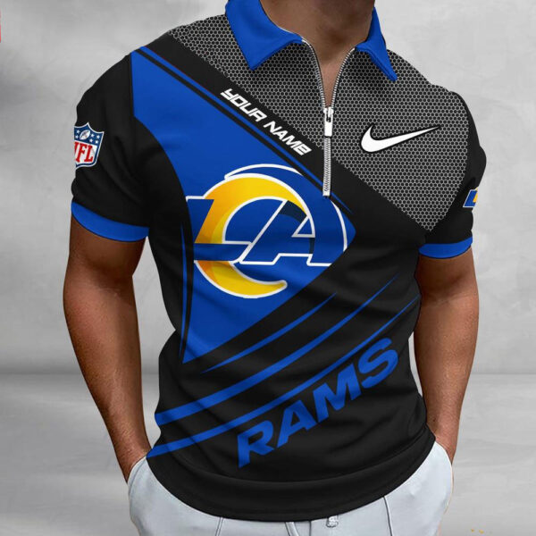 NFL Los Angeles Rams Polo Shirt, Football Sport Zip Polo Shirt