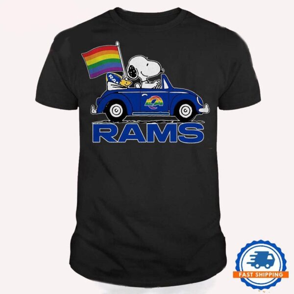 NFL Los Angeles Rams Snoopy Peanuts LGBT Flag T Shirt, LGBT Pride T Shirt