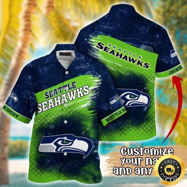 NFL Metal Pattern Seattle Seahawks Personalized Hawaiian Shirt