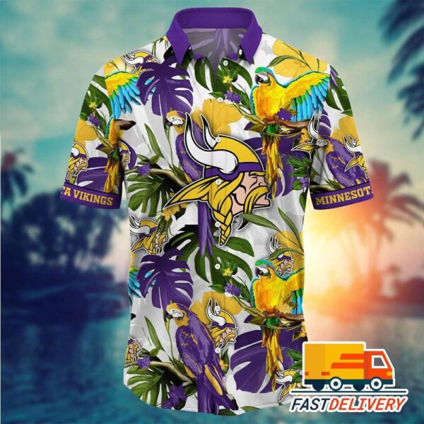 NFL Minnesota Vikings Hawaiian Shirt Bird Tropical Gift For Fans Football Lover