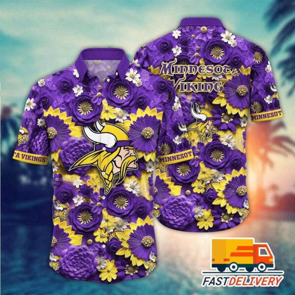 NFL Minnesota Vikings Hawaiian Shirt Trending Flower Gift For Fans Football Lover