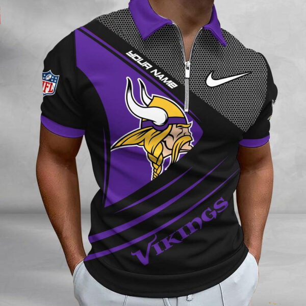 NFL Minnesota Vikings Polo Shirt, Football Sport Zip Polo Shirt