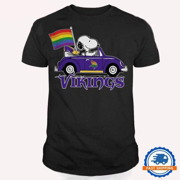 NFL Minnesota Vikings Snoopy Peanuts LGBT Flag T Shirt, LGBT Pride T Shirt