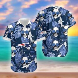 NFL New England Patriots Coconut Leaves And Skulls Hawaiian Shirt