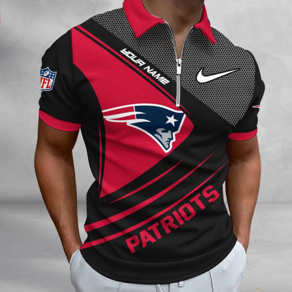 NFL New England Patriots Polo Shirt, Football Sport Zip Polo Shirt