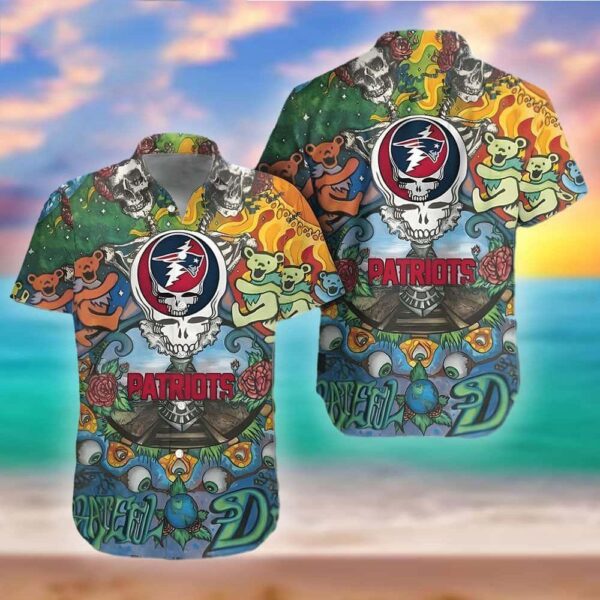 NFL New England Patriots Skull In Forest Hawaiian Shirt