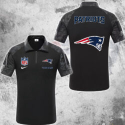 NFL New England Patriots Tactical Polo Shirt, Custom Football Zip Polo Shirt