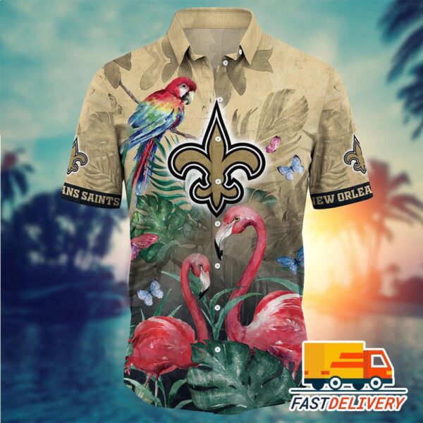 NFL New Orleans Saints Hawaiian Shirt Graphic Flamingo Gift For Fans Football Lover