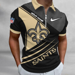 NFL New Orleans Saints Polo Shirt, Football Sport Zip Polo Shirt