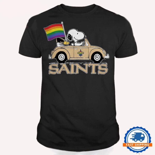 NFL New Orleans Saints Snoopy Peanuts LGBT Flag T Shirt, LGBT Pride T Shirt