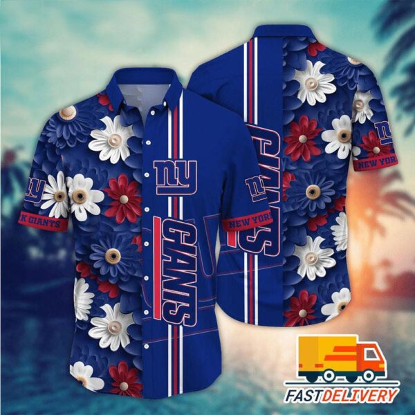 NFL New York Giants Hawaiian Shirt Tropical Flower For Fans1