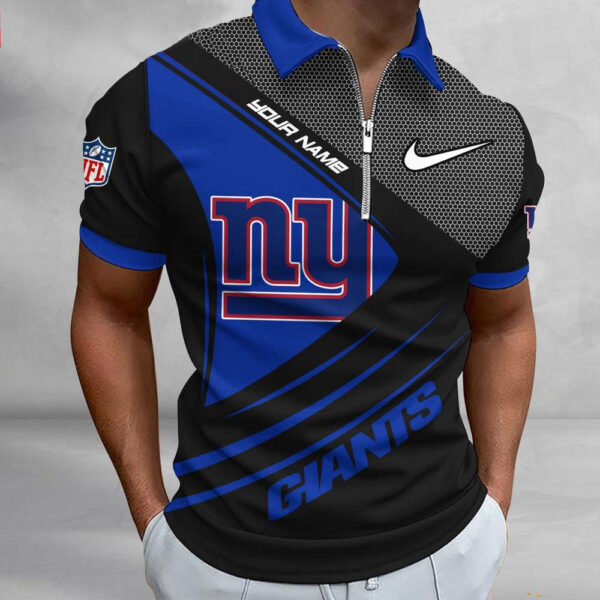 NFL New York Giants Polo Shirt, Football Sport Zip Polo Shirt