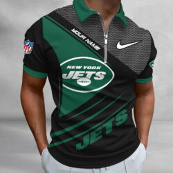 NFL New York Jets Polo Shirt, Football Sport Zip Polo Shirt