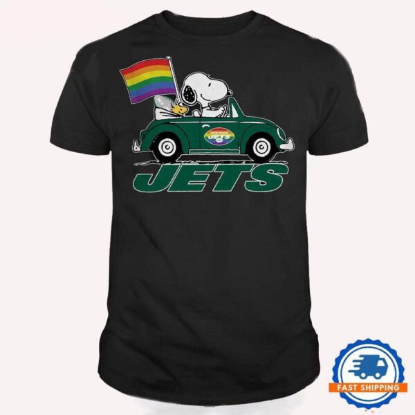 NFL New York Jets Snoopy Peanuts LGBT Flag T Shirt, LGBT Pride T Shirt