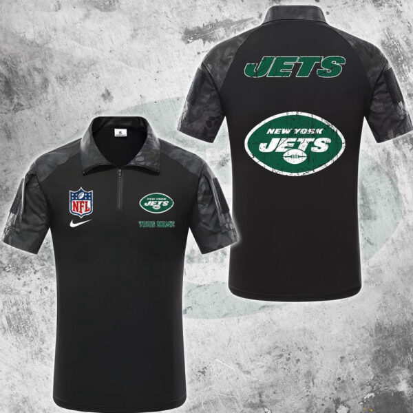 NFL New York Jets Tactical Polo Shirt, Custom Football Zip Polo Shirt