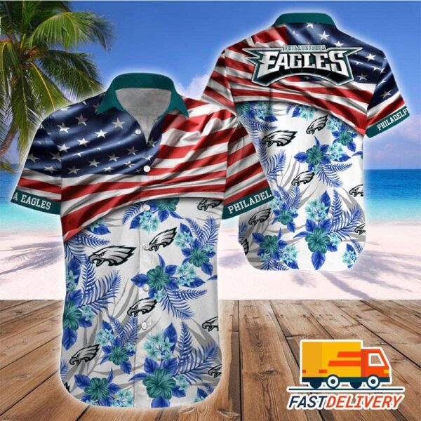 NFL Philadelphia Eagles Hawaiian Shirt Flag Us Style Gift For Fans Football Lover