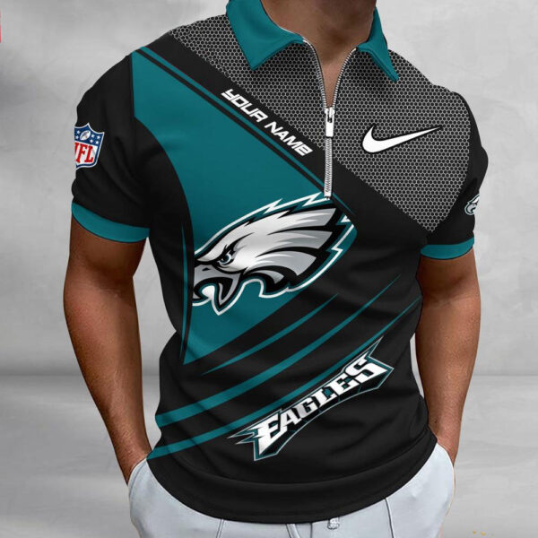 NFL Philadelphia Eagles Polo Shirt, Football Sport Zip Polo Shirt