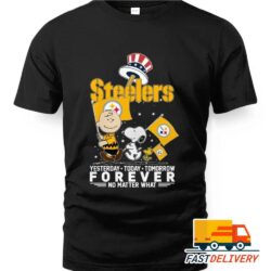 NFL Pittsburgh Steelers Snoopy Forever Yestoday Today Tomorrow 2D Shirt, Gift For Fan NFL Pittsburgh Steelers