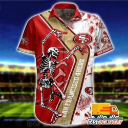 NFL San Francisco 49ers Hawaiian Shirt Dancing With Skeleton Gift For Fans Football Lover