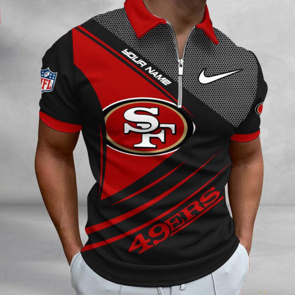 NFL San Francisco 49ers Polo Shirt, Football Sport Zip Polo Shirt