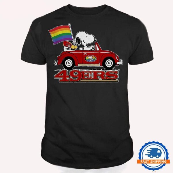 NFL San Francisco 49ers Snoopy Peanuts LGBT Flag T Shirt, LGBT Pride T Shirt